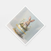 Vintage Easter Bunny with daisies スタンダードランチョンナプキン (角)