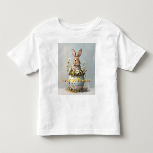 Vintage Easter Bunny with daisies トドラーTシャツ (正面)