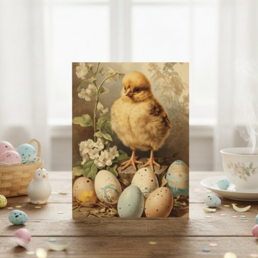 Vintage Easter Chick Basket ポストカード