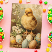 Vintage Easter Chick Basket ポストカード
