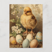 Vintage Easter Chick Basket ポストカード (正面)