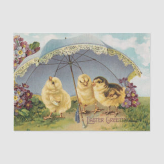 Vintage Easter Chicks Under an Umbrella 薄葉紙
