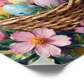 Vintage Easter Egg Basket Spring Art ポスター (角)