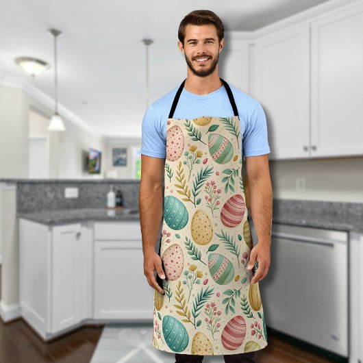Vintage Easter Eggs with Floral Buds エプロン