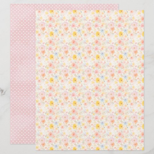 Vintage Easter Floral Background Scrapbook Paper (正面/裏面)