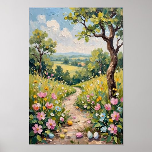 Vintage Easter Garden Path Art ポスター (正面)