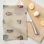 Vintage Easter Germany postcards - retro seamless キッチンタオル (四つ折り)