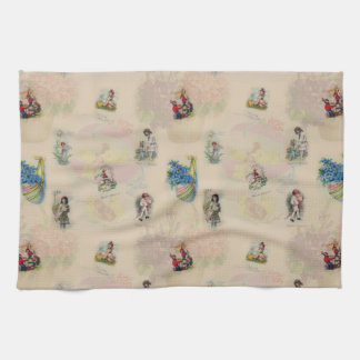 Vintage Easter Germany postcards - retro seamless  キッチンタオル