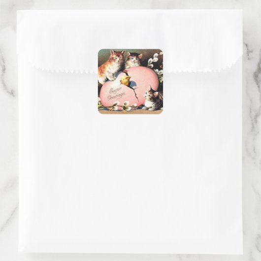 Vintage Easter Greetings スクエアシール (バッグ)