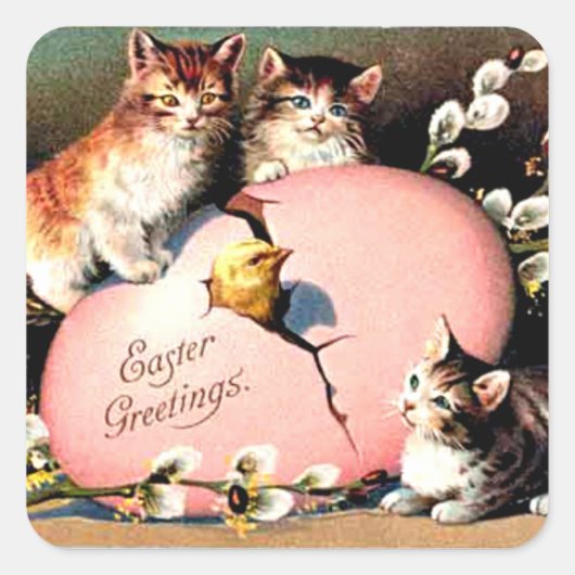 Vintage Easter Greetings スクエアシール (正面)