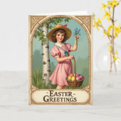 Vintage Easter Greetings Card カード (黄色い花)