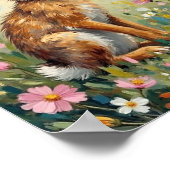 Vintage Easter Meadow Bunny Art ポスター (角)