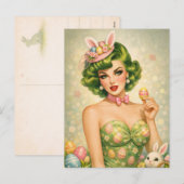 Vintage Easter Pin-Up Postcard  シーズンポストカード (正面/裏面)
