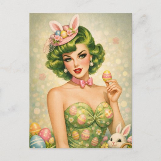Vintage Easter Pin-Up Postcard  シーズンポストカード (正面)