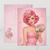 Vintage Easter Postcard  | Pink Floral  シーズンポストカード (正面/裏面)