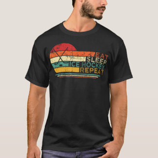 Vintage Eat Sleep Ice Hockey Repeat Hockey Game Pl Tシャツ