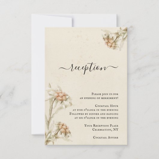Vintage Edelweiss Floral Reception Enclosure Card 招待状 (正面)