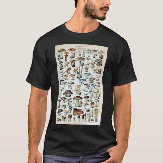 Vintage Edible Mushroom Chart Poster Tシャツ (正面)