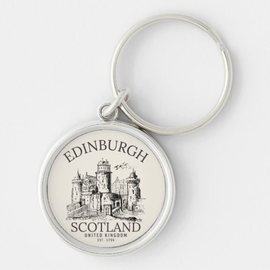 Vintage Edinburgh | Castle Retro Design キーホルダー (正面)