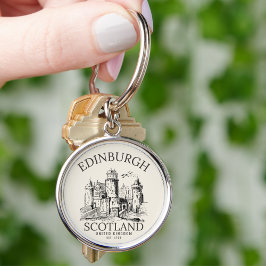 Vintage Edinburgh | Castle Retro Design キーホルダー