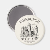 Vintage Edinburgh | Castle Retro Design マグネット (正面/裏面)