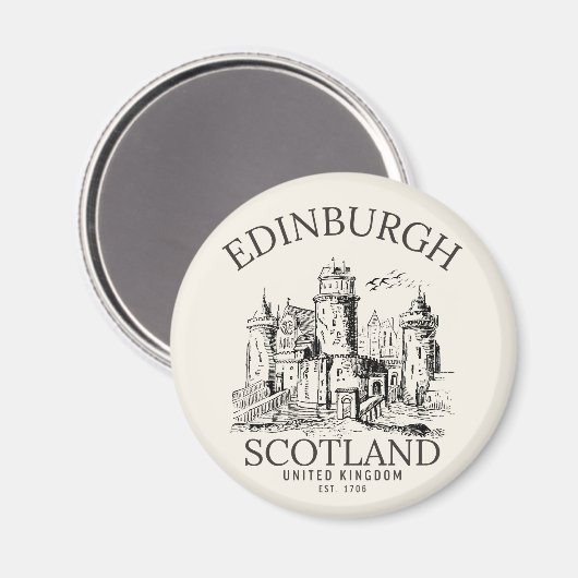 Vintage Edinburgh | Castle Retro Design マグネット (正面/裏面)