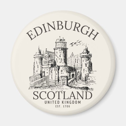 Vintage Edinburgh | Castle Retro Design マグネット (正面)