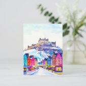 Vintage Edinburgh Castle Scotland Winter Travel ポストカード (スタンド正面)