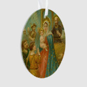 Vintage Edwardian Era Nativity Christmas Card オーナメント (正面)