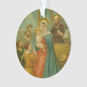 Vintage Edwardian Era Nativity Christmas Card オーナメント (正面)