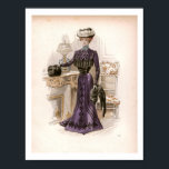 Vintage Edwardian Lady Fox Fashion Illustration  ポスター<br><div class="desc">Vintage Edwardian Fashion Illustration of a lady with fox furs,  dressed in a costume of the era.</div>