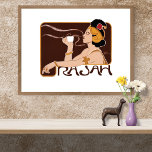 Vintage Egyptian Coffee Cafe ポスター<br><div class="desc">A poster with a digitally restored vintage illustration by Henri Meunier (1873-1922),  an Egyptian woman with a coffee cup. Meunier was a Belgian Art Nouveau lithographer.</div>