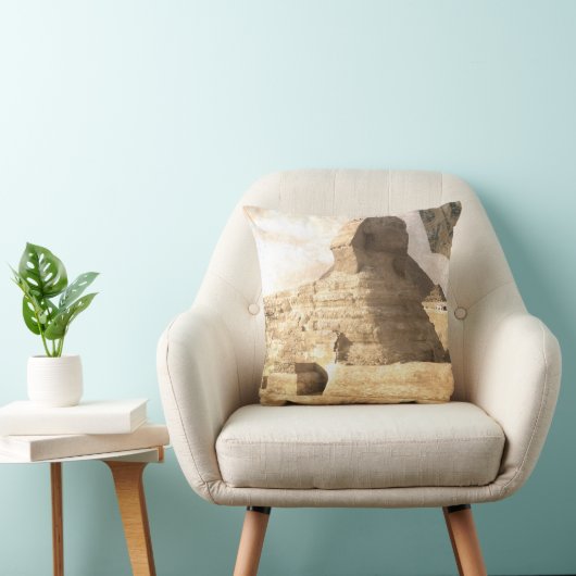 Vintage Egyptian Sphinx Collage Art – Retro Travel クッション (椅子)