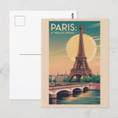 Vintage Eiffel Tower Paris France Seine Travel ポストカード (正面/裏面)