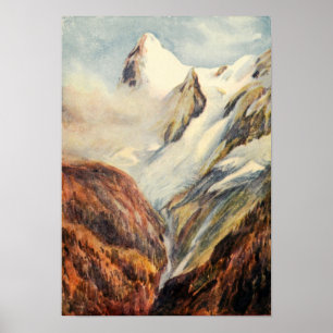 Vintage Eiger Mountains in the Bernese Alps Poster ポスター