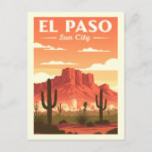 Vintage El Paso Texas ポストカード (正面)