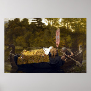 Vintage Elaine The Lady of Shalott King Arthur ポスター