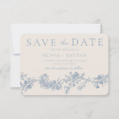 Vintage Elegance: Classic Blue Floral Wedding セーブザデート (正面)