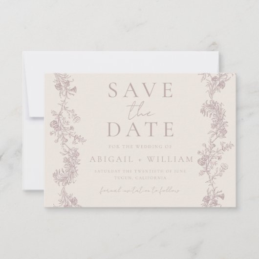 Vintage Elegance: Classic Neutral Wedding セーブザデート (正面)