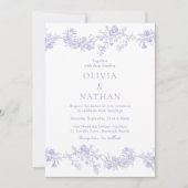 Vintage Elegance: Lilac Floral Wedding 招待状 (正面)