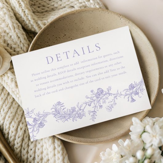 Vintage Elegance: Lilac Floral Wedding Details エンクロージャーカード