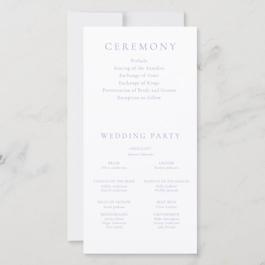 Vintage Elegance Lilac Wedding Ceremony Program (裏面)