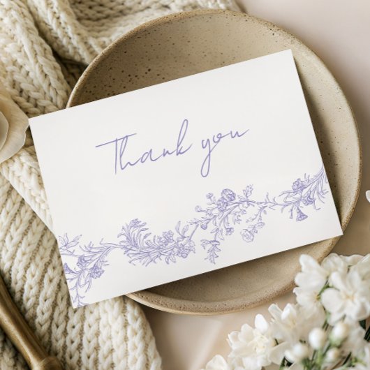 Vintage Elegance: Lilac Wedding Thank You Card サンキューカード