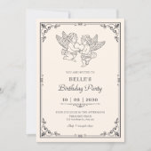 Vintage elegant angels birthday 招待状 (正面)