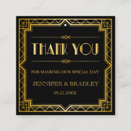 Vintage Elegant Art Deco Gold Wedding Gift Tags スクエア名刺