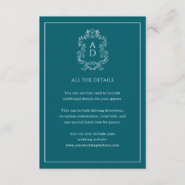 Vintage Elegant Blue With Border Wedding details エンクロージャーカード