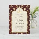 Vintage Elegant Emerald Peacock QR Code Wedding 招待状 (スタンド正面)