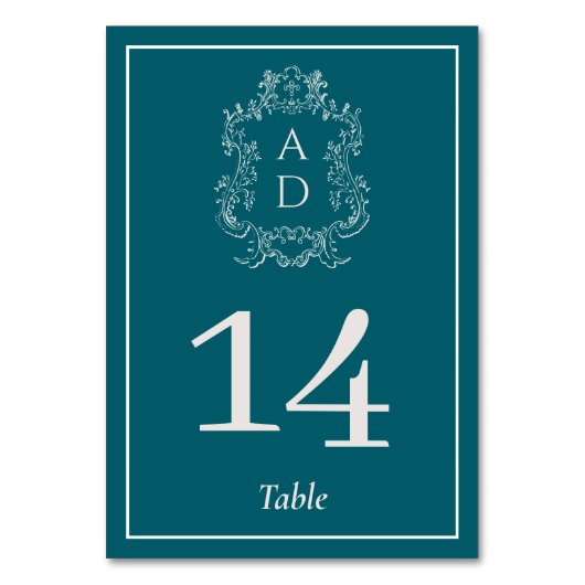 Vintage Elegant Floral Morden Wedding テーブルナンバー (正面)