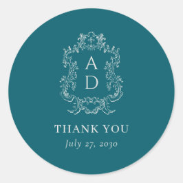 Vintage Elegant Floral Morden Wedding ラウンドシール