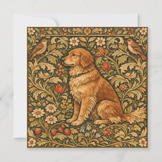 Vintage elegant Golden Retriever boho painting (正面)